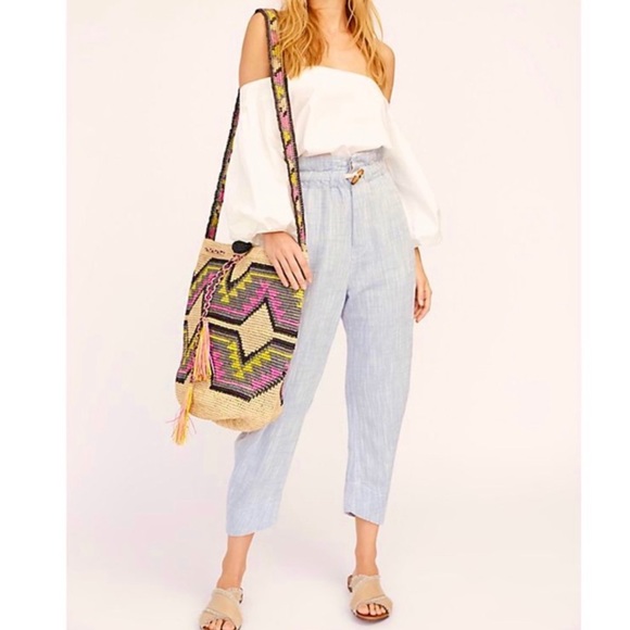 Free People PARADISE Linen Blend Chambray Pants - Picture 3 of 3